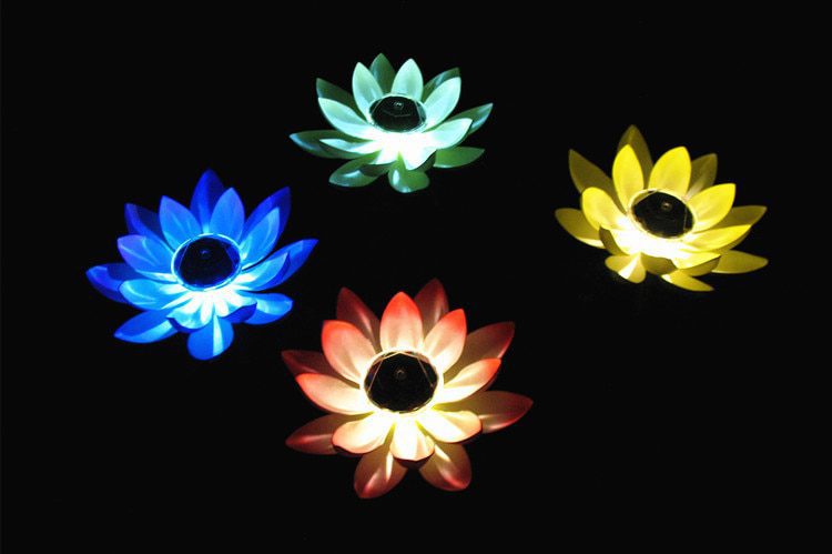 NEW Solar Artifical Floating Lotus Light Solar Powered Night Light Pool Light Lotus Lamp Garden Pond Fountain Decor Outdoor Ligh