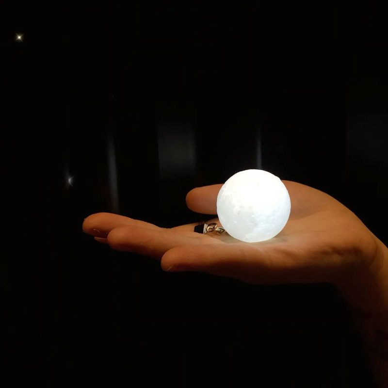 NEW Portable 3D Print Round Moon Light Keychain Decoration Night Lamp Creative Moon Lamp LED Button Battery Switch Birthday Gift