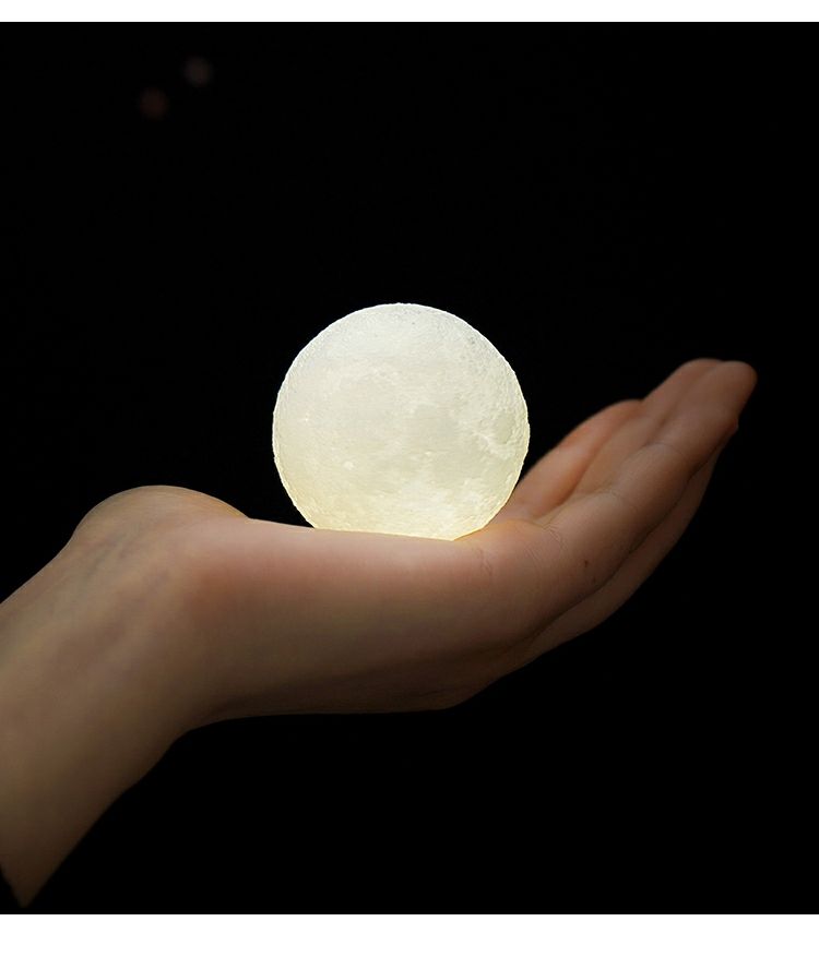 NEW Portable 3D Print Round Moon Light Keychain Decoration Night Lamp Creative Moon Lamp LED Button Battery Switch Birthday Gift