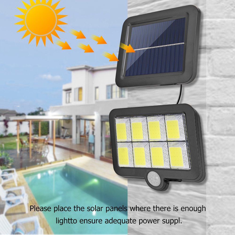 NEW LED Solar Wall Light Waterproof PIR Motion Sensor Solar Lamps 3 Mode Outdoor Pathway Yard Garden Security Lighting