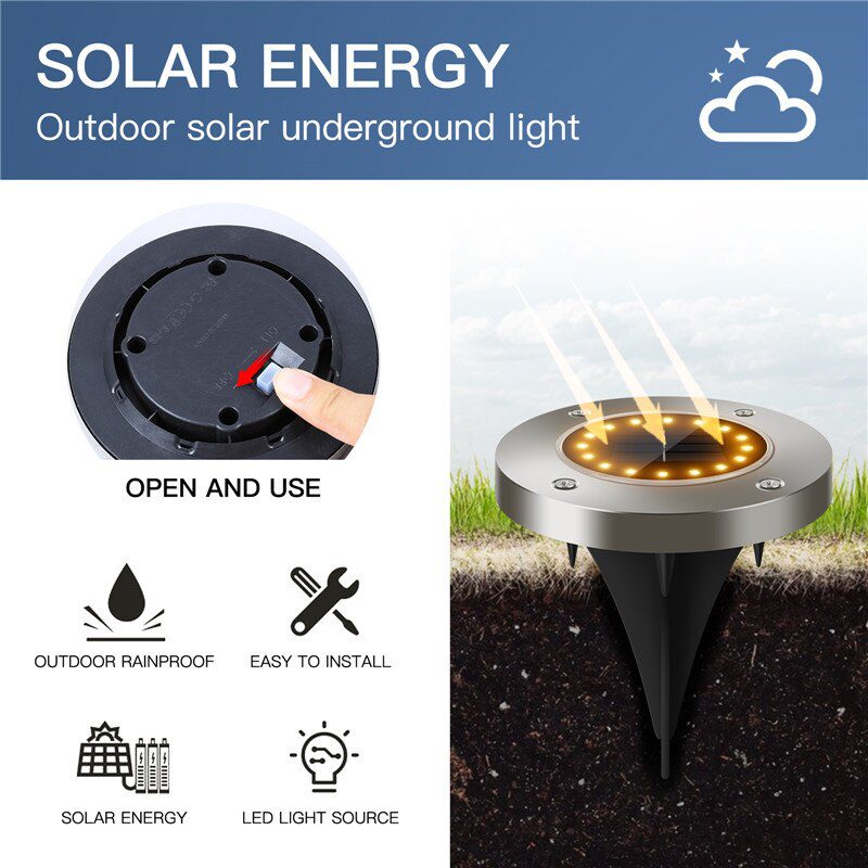 NEW 8/16 LED Solar Led Light Outdoor Solar Powered Lantern Waterproof Solar Lamp Ground Spot Lamp Garden Decoration Outdoor Ligh