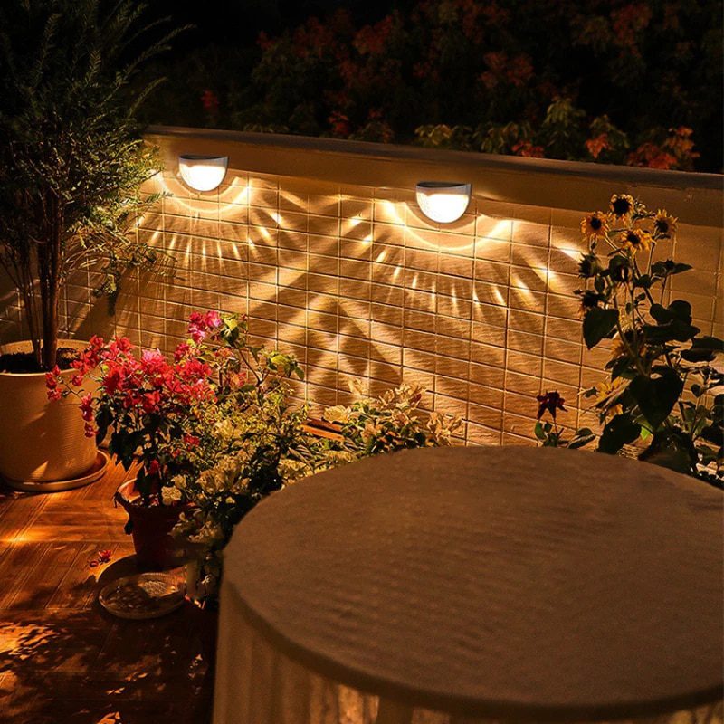 NEW Solar Light Outdoor Light Control Induction Courtyard Decoration Solar Fence Wall Light Semi-circular Energy-saving Street L