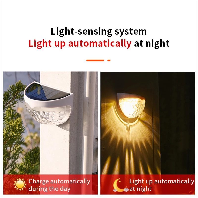 NEW Solar Light Outdoor Light Control Induction Courtyard Decoration Solar Fence Wall Light Semi-circular Energy-saving Street L