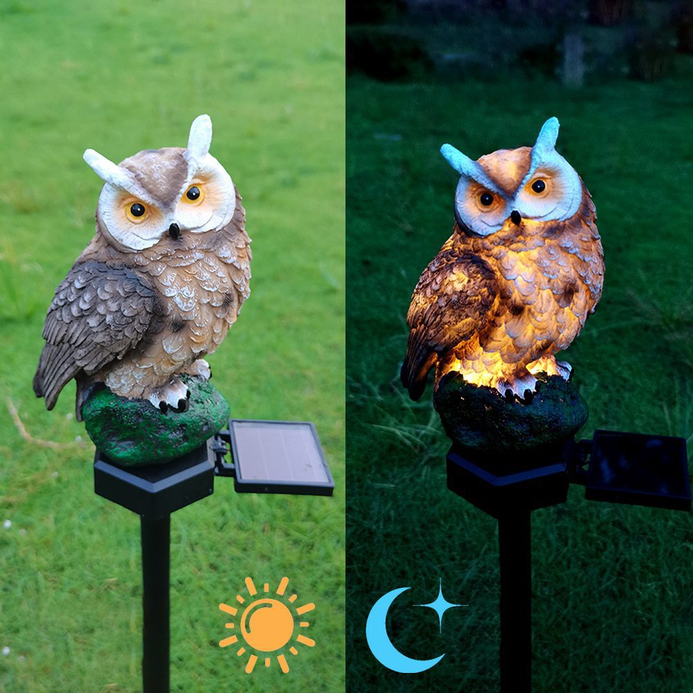 NEW Owl Solar LED Waterproof Lawn Lights Animal Bird Owl Shape Outdoor Backyard Garden Stake Statues Night Lamp Lawn Decor