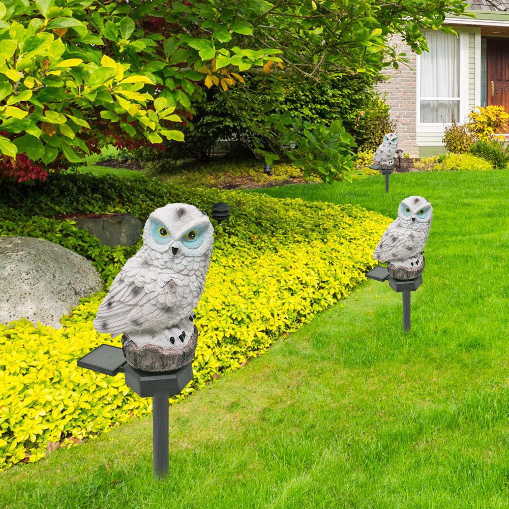 NEW Owl Solar LED Waterproof Lawn Lights Animal Bird Owl Shape Outdoor Backyard Garden Stake Statues Night Lamp Lawn Decor