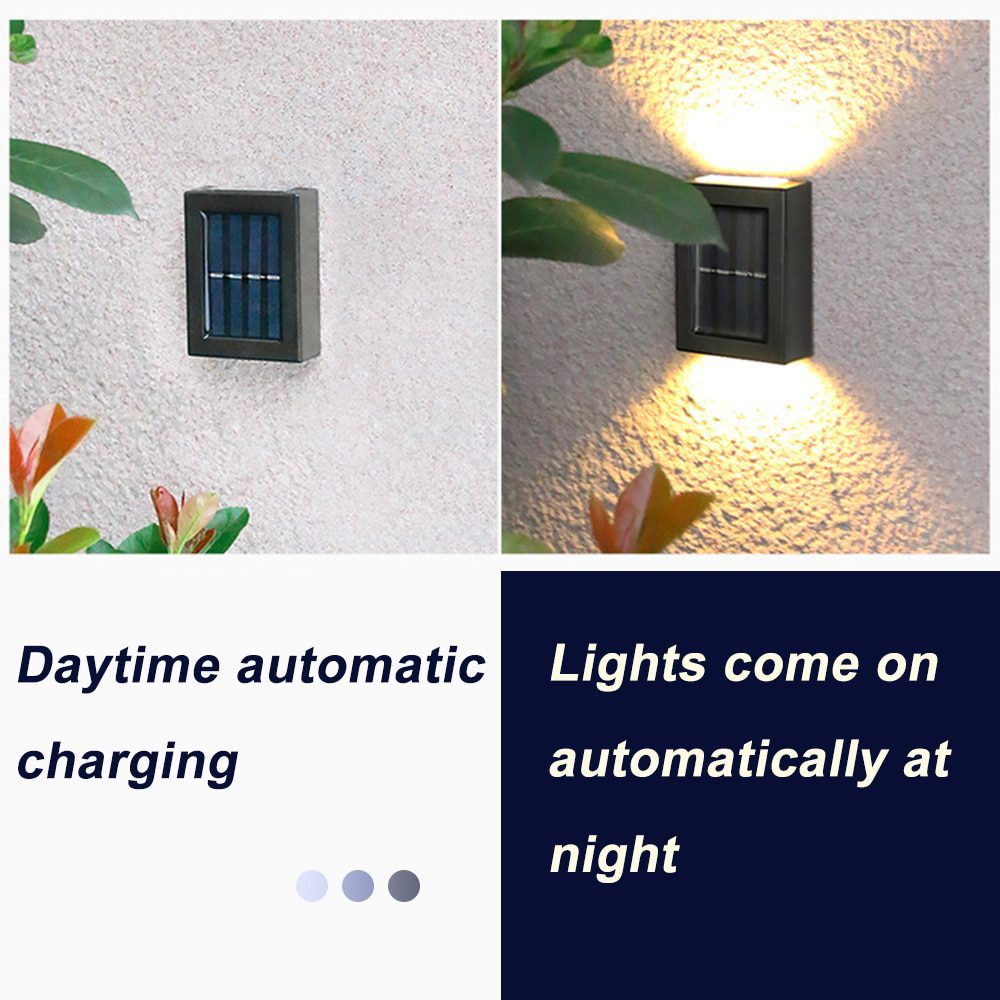 NEW 1/2pcs LED Solar Wall Lamp Outdoor Garden Waterproof Household Wall Lamp Light Up And Down Decorative Garden Courtyard Lamps