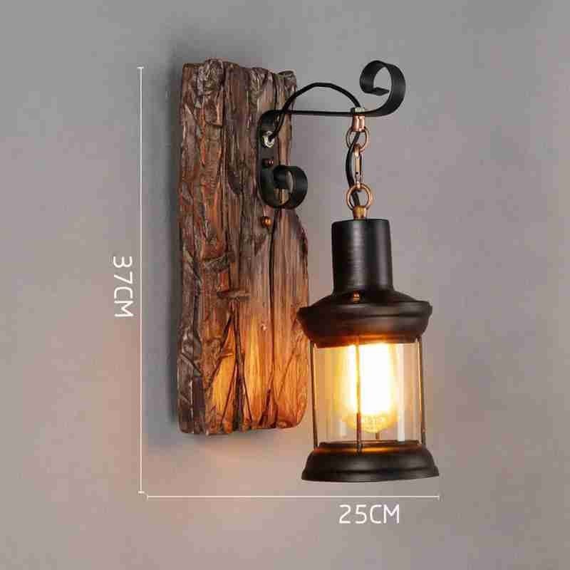 NEW Rustic Wall Lamp Wood Lamp Vintage Fixture Sconce Bar Nostalgic Aisle Outdoor Creative LED Wrought Retro Iron Industrial Lam