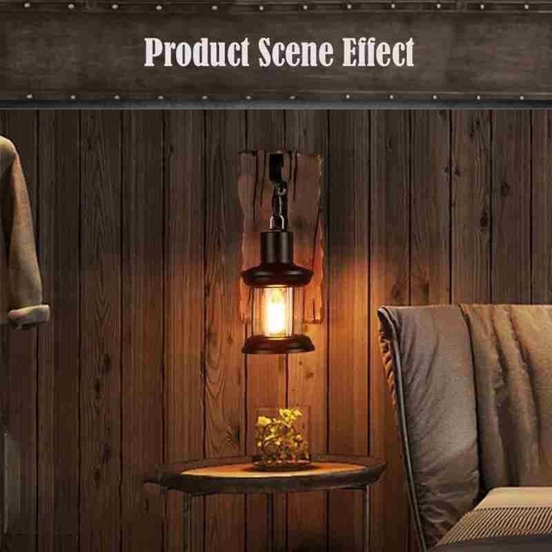 NEW Rustic Wall Lamp Wood Lamp Vintage Fixture Sconce Bar Nostalgic Aisle Outdoor Creative LED Wrought Retro Iron Industrial Lam