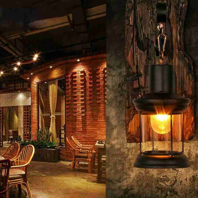 NEW Rustic Wall Lamp Wood Lamp Vintage Fixture Sconce Bar Nostalgic Aisle Outdoor Creative LED Wrought Retro Iron Industrial Lam