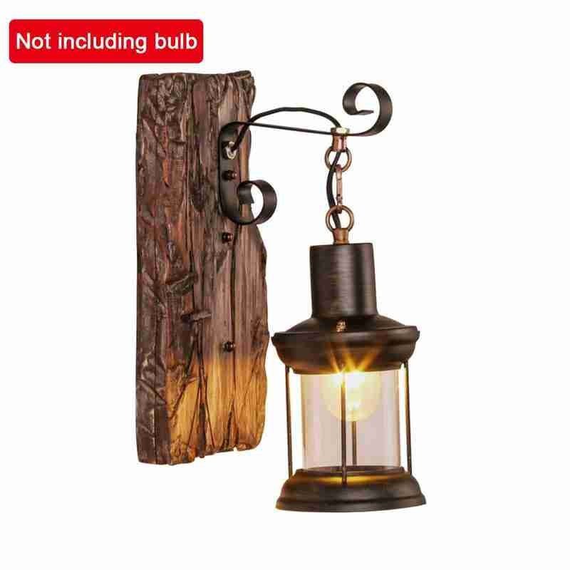 NEW Rustic Wall Lamp Wood Lamp Vintage Fixture Sconce Bar Nostalgic Aisle Outdoor Creative LED Wrought Retro Iron Industrial Lam