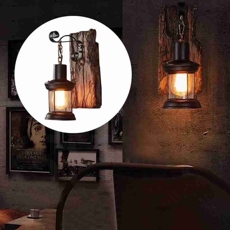 NEW Rustic Wall Lamp Wood Lamp Vintage Fixture Sconce Bar Nostalgic Aisle Outdoor Creative LED Wrought Retro Iron Industrial Lam