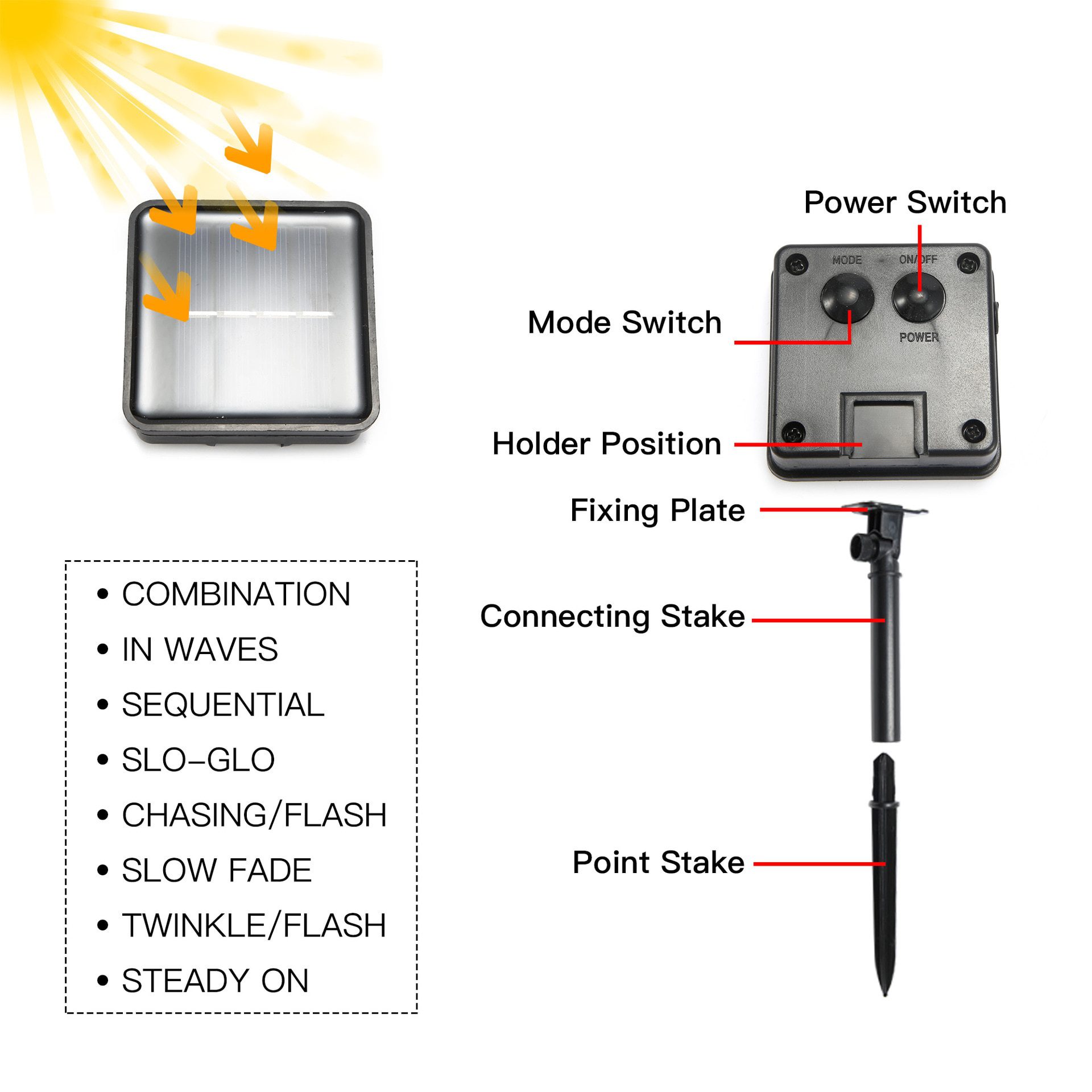 NEW Solar String Fairy Lights 7m 50LED Waterproof Outdoor Garland Solar Power Lamp Christmas For Garden Decoration