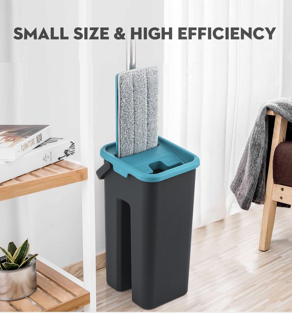 NEW Flat Squeeze Mop and Bucket Hand Free Wringing Floor Cleaning Mop Microfiber Mop Pads Wet or Dry Usage on Hardwood Laminate