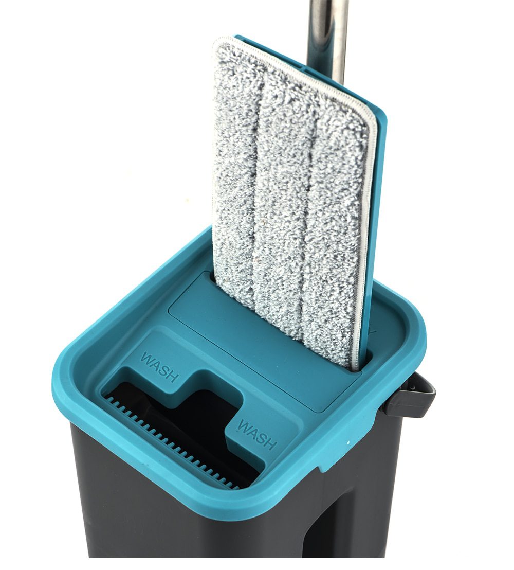 NEW Flat Squeeze Mop and Bucket Hand Free Wringing Floor Cleaning Mop Microfiber Mop Pads Wet or Dry Usage on Hardwood Laminate