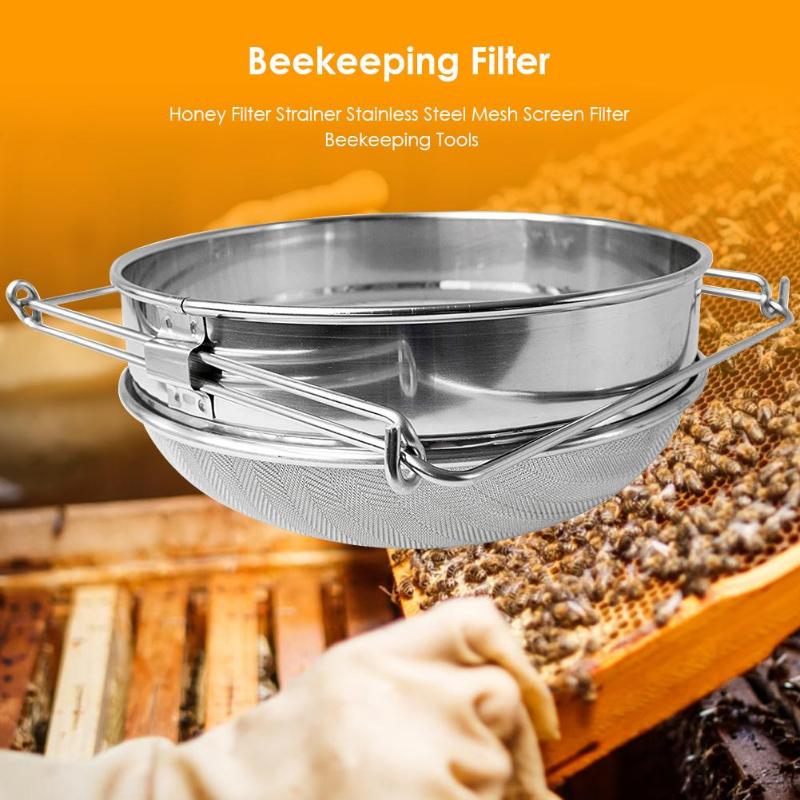 NEW Reusable Mesh Double-Layer Honey Strainer Stainless Steel Screen Bilayer Honey Filters Beekeeping Equipment Straining Honey