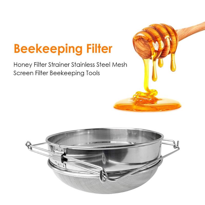 NEW Reusable Mesh Double-Layer Honey Strainer Stainless Steel Screen Bilayer Honey Filters Beekeeping Equipment Straining Honey