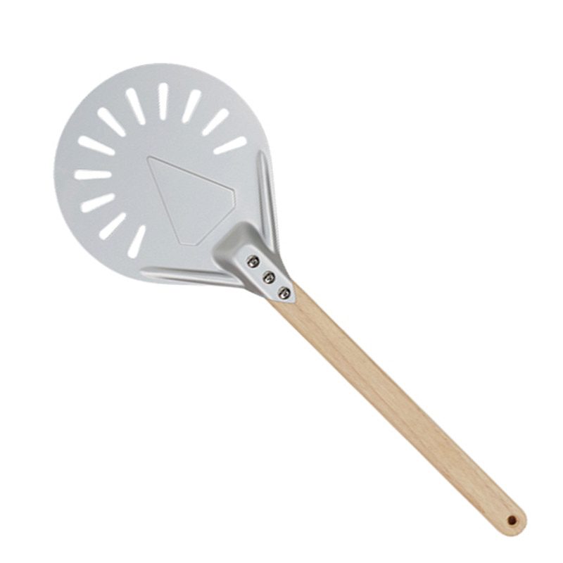 NEW Pizza Turning small Pizza Peel Paddle Short round Pizza Tool Non Slip wooden Handle 7 8 9 inch Perforated Pizza Shovel Alumi