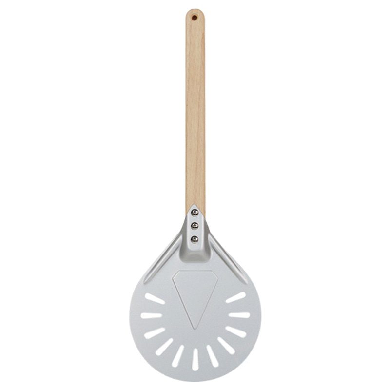 NEW Pizza Turning small Pizza Peel Paddle Short round Pizza Tool Non Slip wooden Handle 7 8 9 inch Perforated Pizza Shovel Alumi