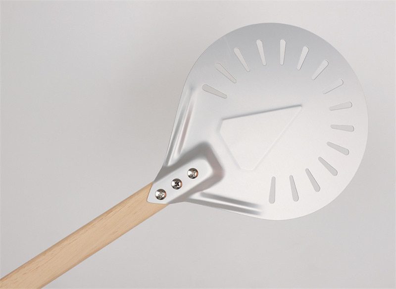 NEW Pizza Turning small Pizza Peel Paddle Short round Pizza Tool Non Slip wooden Handle 7 8 9 inch Perforated Pizza Shovel Alumi