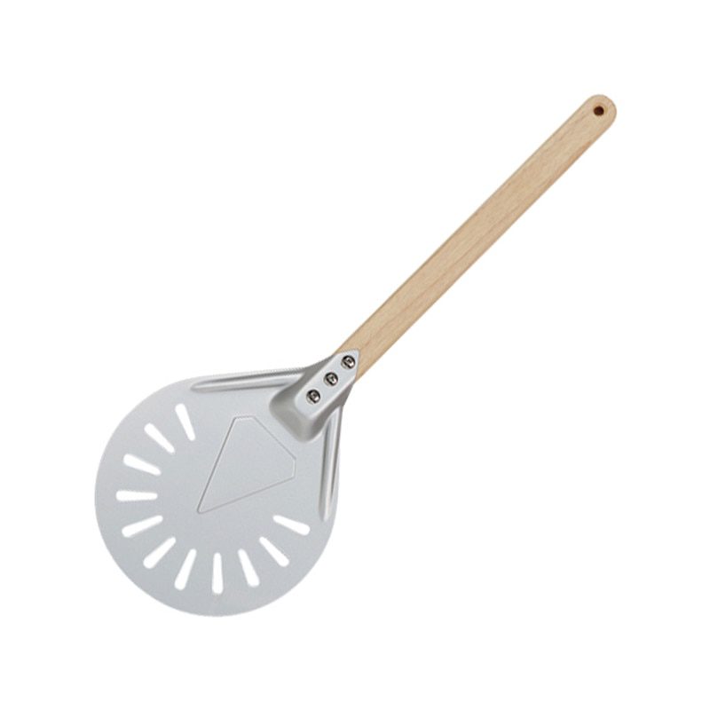 NEW Pizza Turning small Pizza Peel Paddle Short round Pizza Tool Non Slip wooden Handle 7 8 9 inch Perforated Pizza Shovel Alumi