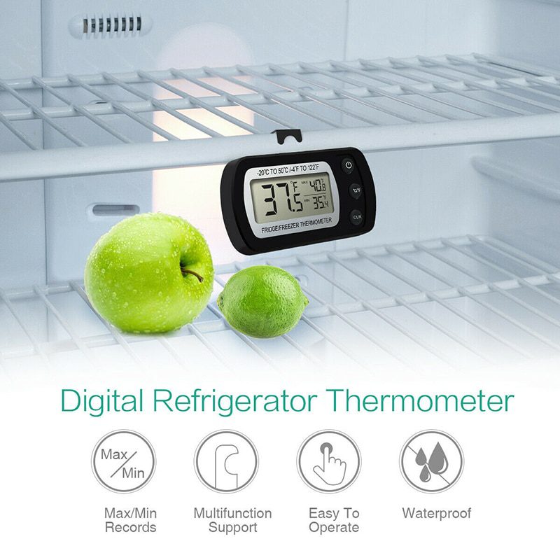 NEW Electronic Digital Refrigerator Thermometer LCD Screen Fridge Freezer Temperature With High & Low -20°C To 50°C Anti-h