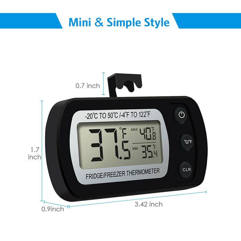 NEW Electronic Digital Refrigerator Thermometer LCD Screen Fridge Freezer Temperature With High & Low -20°C To 50°C Anti-h