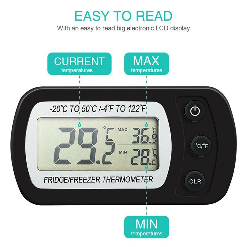 NEW Electronic Digital Refrigerator Thermometer LCD Screen Fridge Freezer Temperature With High & Low -20°C To 50°C Anti-h