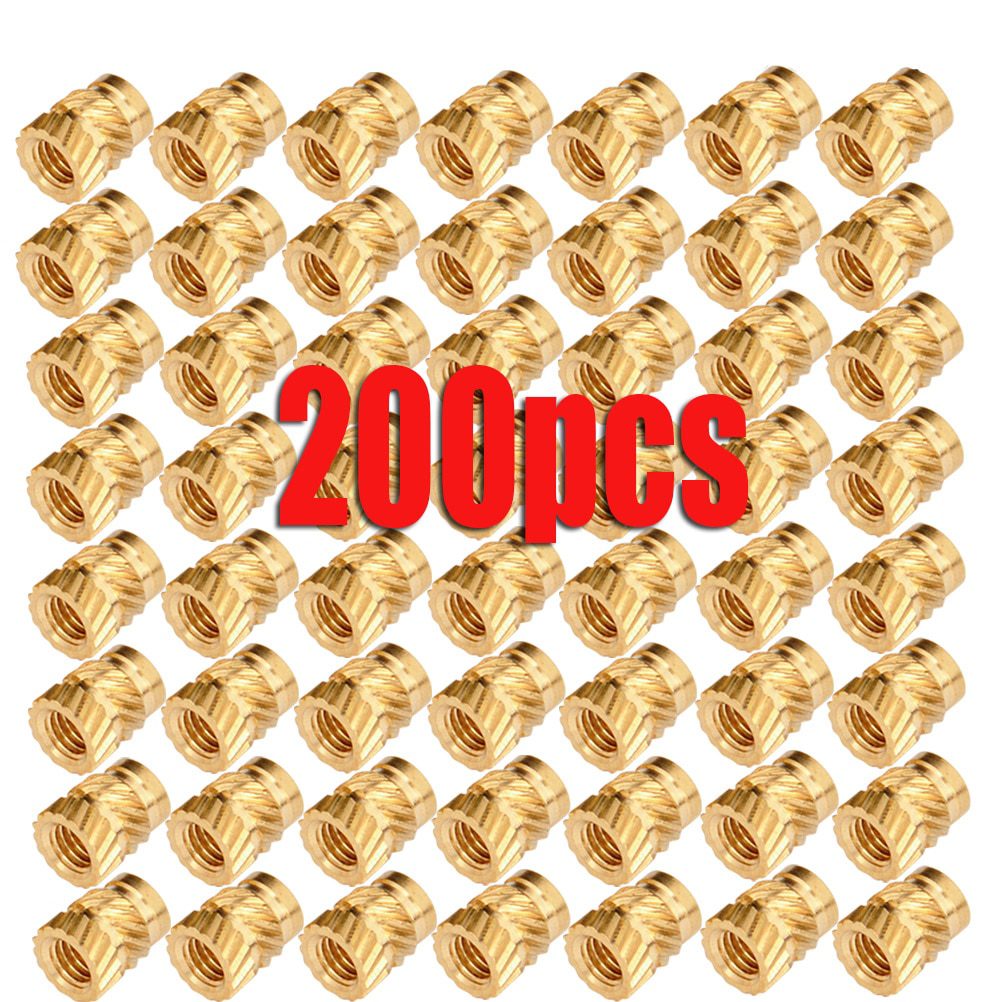 NEW 200pcs M3 M3*5.7-OD4.6 Thread Brass Knurled Inserts Nut Heat Embed Parts Female Pressed Fit into Holes for 3D Printing suppl