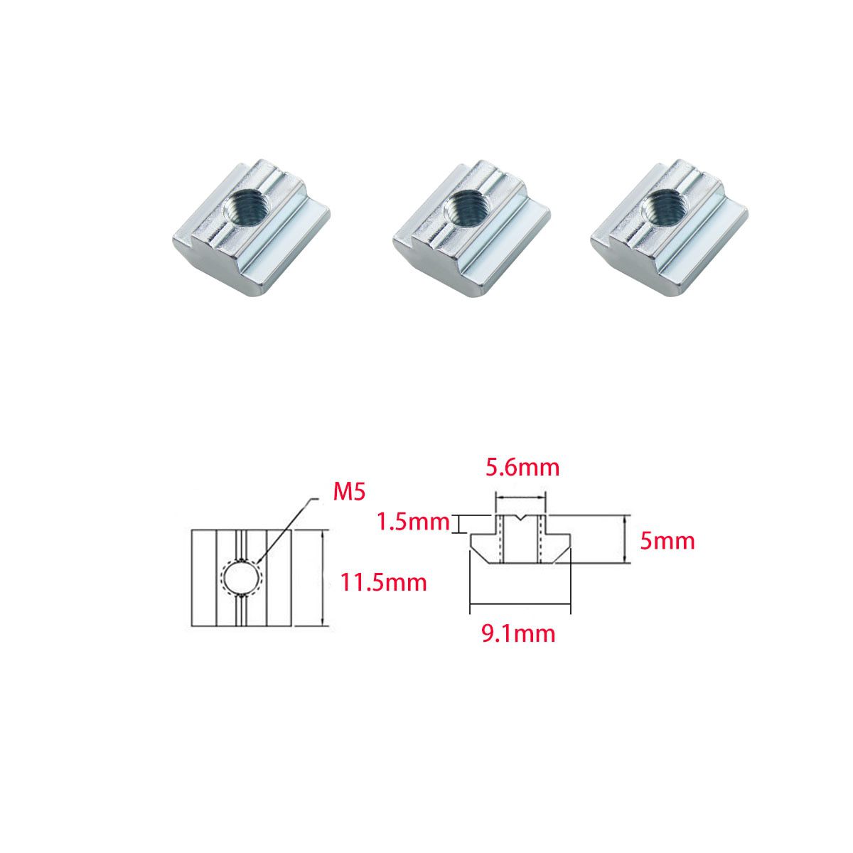 NEW 100pcs/box 1720 Aluminum Profile Connector 20pcs Corner Bracket +40pcs 20 Series M5 T-slot Nuts+40pcs M5x8mm Hex Socket Cap