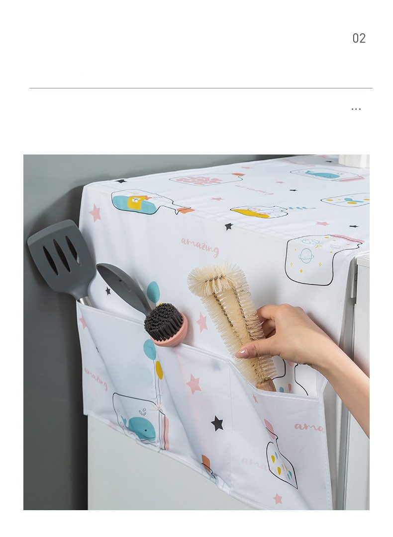 NEW Waterproof Refrigerator Cover Anti-dust Washing Machine Fridge Cover Towel Pocket Hanging Storage Bag Refrigerator Organizer