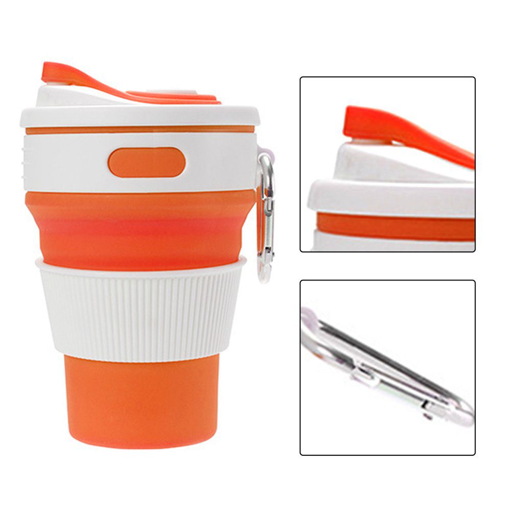 NEW Silicone Cup With Carabiner Portable Telescopic Drinking Collapsible Coffee Cup Multi-function Foldable Mug For Travel