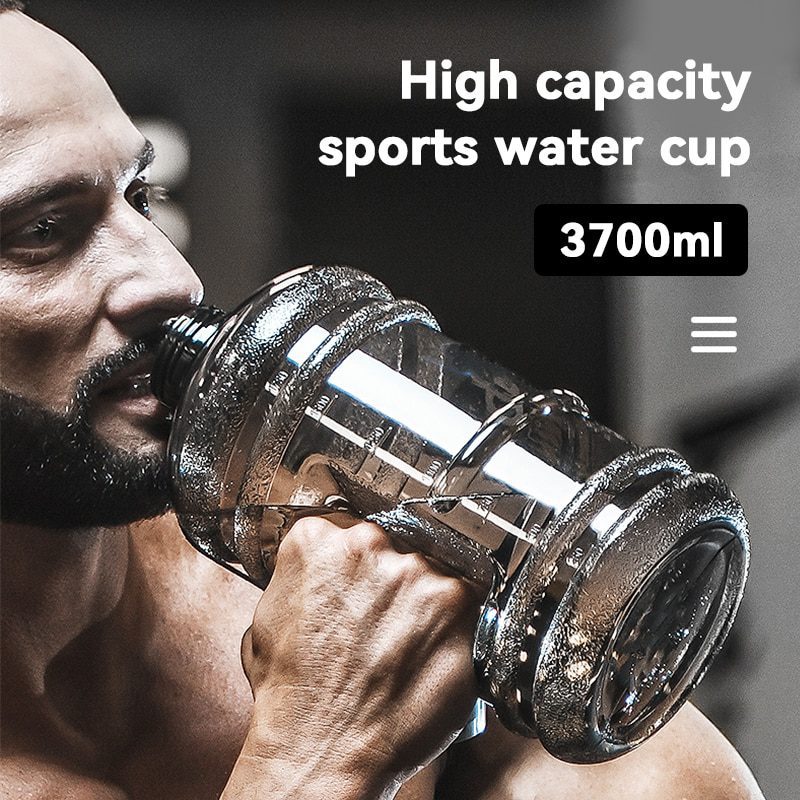 NEW Large Capacity Dumbbell Shape Sport Water Bottle Portable Multifunctiona Gym Fitness Push Cap with Handle Water Kettle 2022