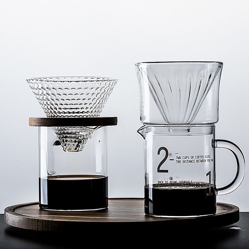 NEW layer Coffee Filter Set V60 Glass Coffee Dripper 1-2 Cup Coffee Sharing Pot Brew Coffee Filter Funnel Reusable Coffee Jug