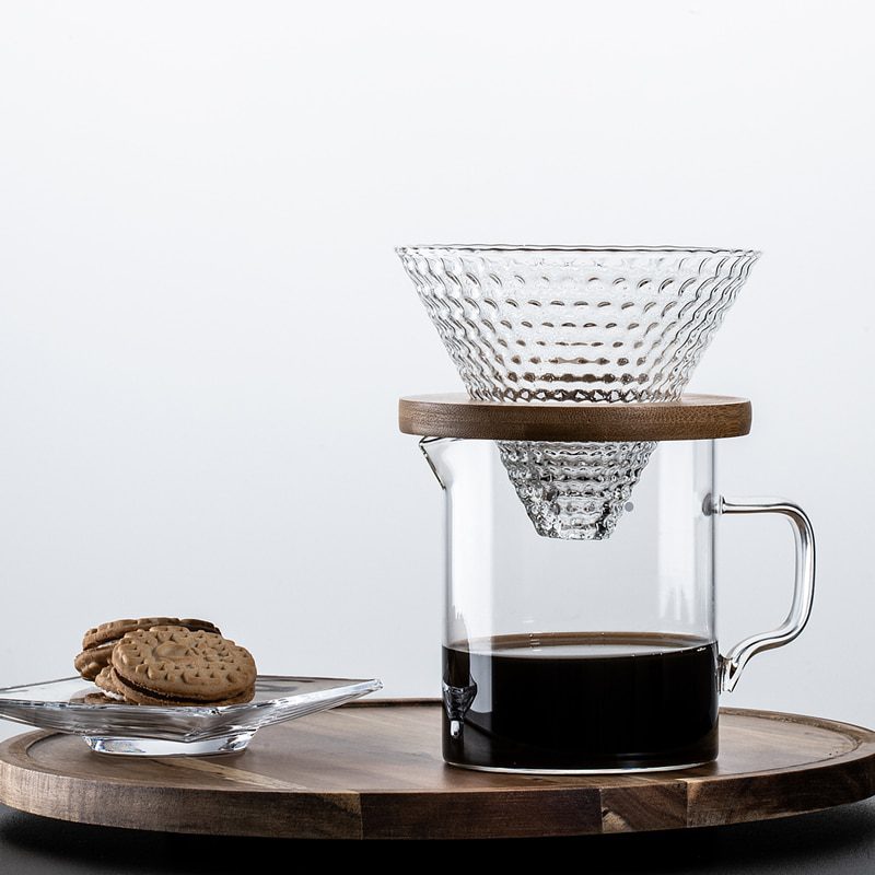 NEW layer Coffee Filter Set V60 Glass Coffee Dripper 1-2 Cup Coffee Sharing Pot Brew Coffee Filter Funnel Reusable Coffee Jug