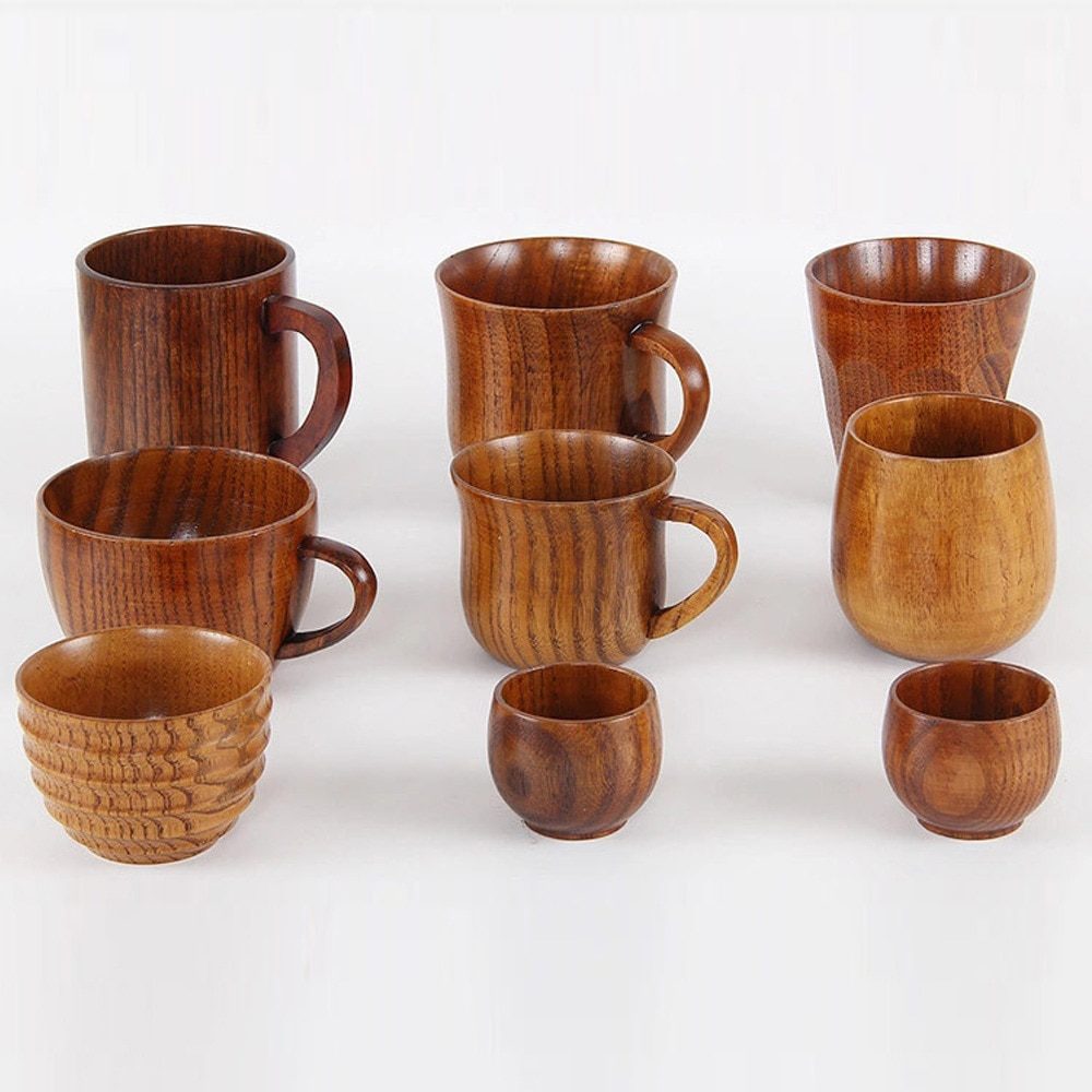 NEW Style Wooden Cup Creative Jujube Wood Insulation Tea Cup Wooden Coffee Cup Drinking Cup Coffee Cup & Saucer Sets