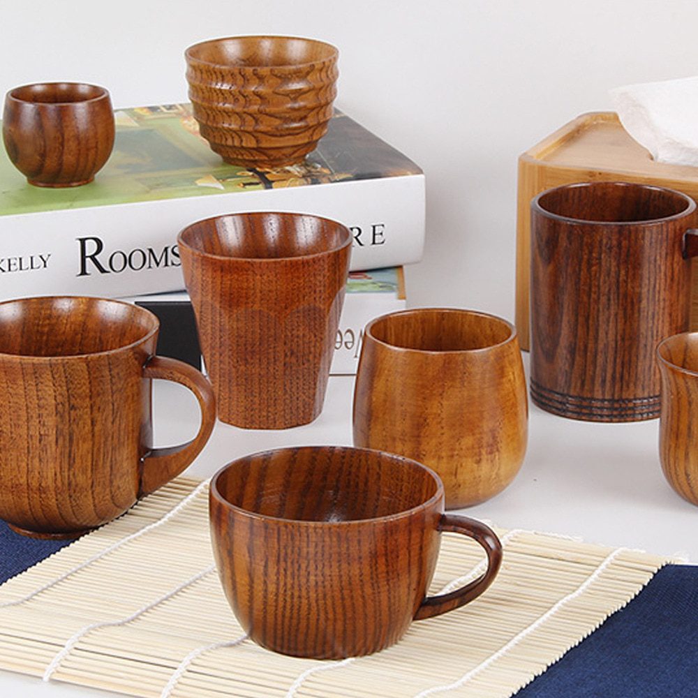 NEW Style Wooden Cup Creative Jujube Wood Insulation Tea Cup Wooden Coffee Cup Drinking Cup Coffee Cup & Saucer Sets