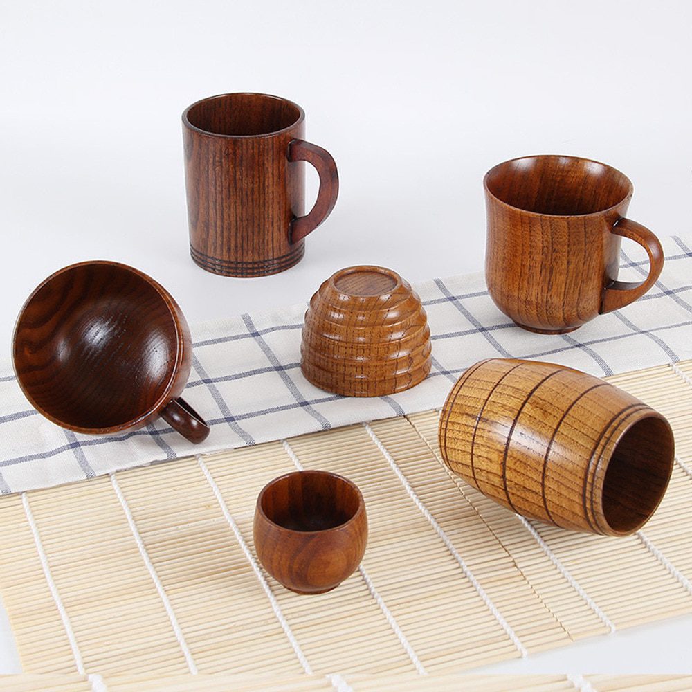 NEW Style Wooden Cup Creative Jujube Wood Insulation Tea Cup Wooden Coffee Cup Drinking Cup Coffee Cup & Saucer Sets