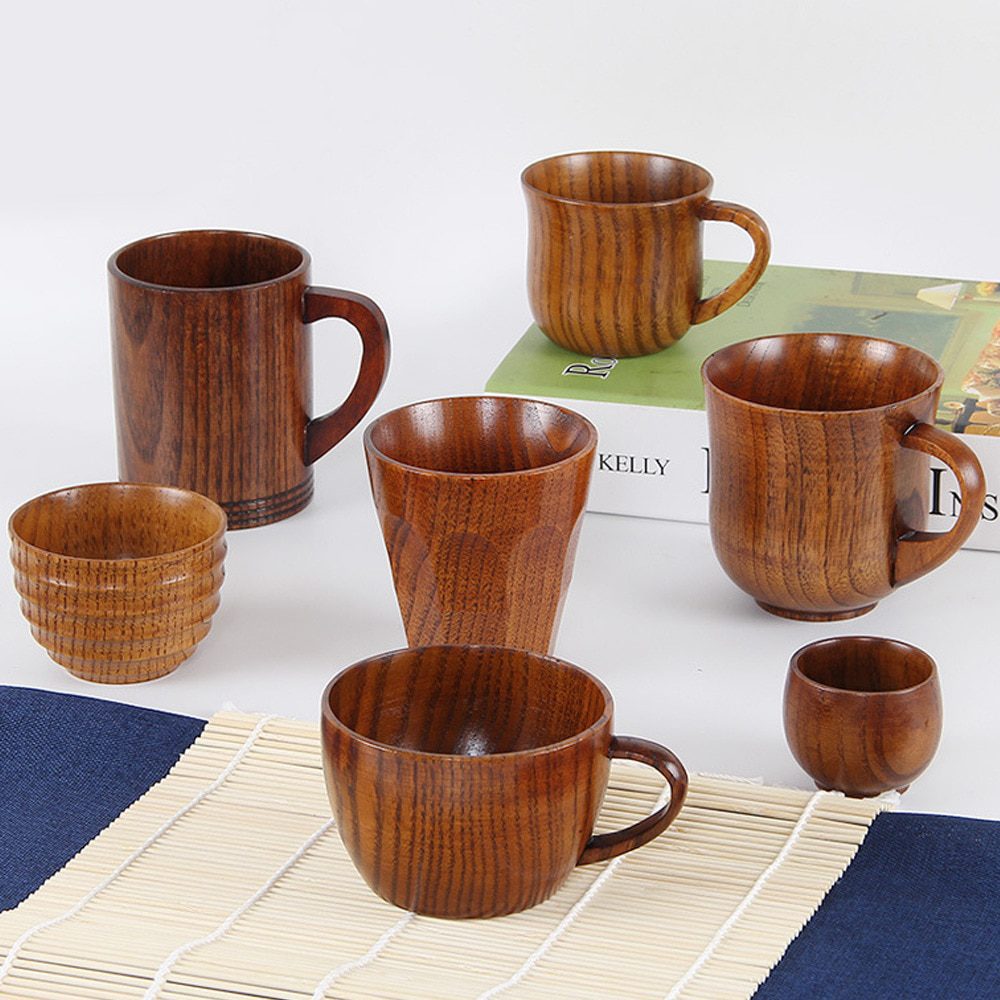 NEW Style Wooden Cup Creative Jujube Wood Insulation Tea Cup Wooden Coffee Cup Drinking Cup Coffee Cup & Saucer Sets