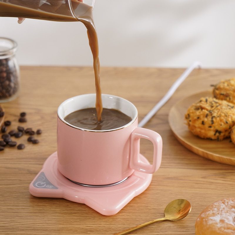 NEW Mug Warmer Mug Cat ear shape Heating Coaster Coffee Cup Warmer Keep Coffee milk Tea 55 ℃ Gifts for Girls