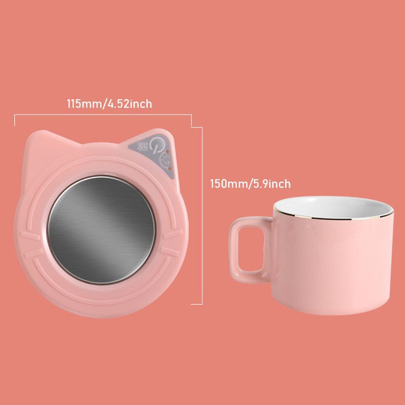 NEW Mug Warmer Mug Cat ear shape Heating Coaster Coffee Cup Warmer Keep Coffee milk Tea 55 ℃ Gifts for Girls