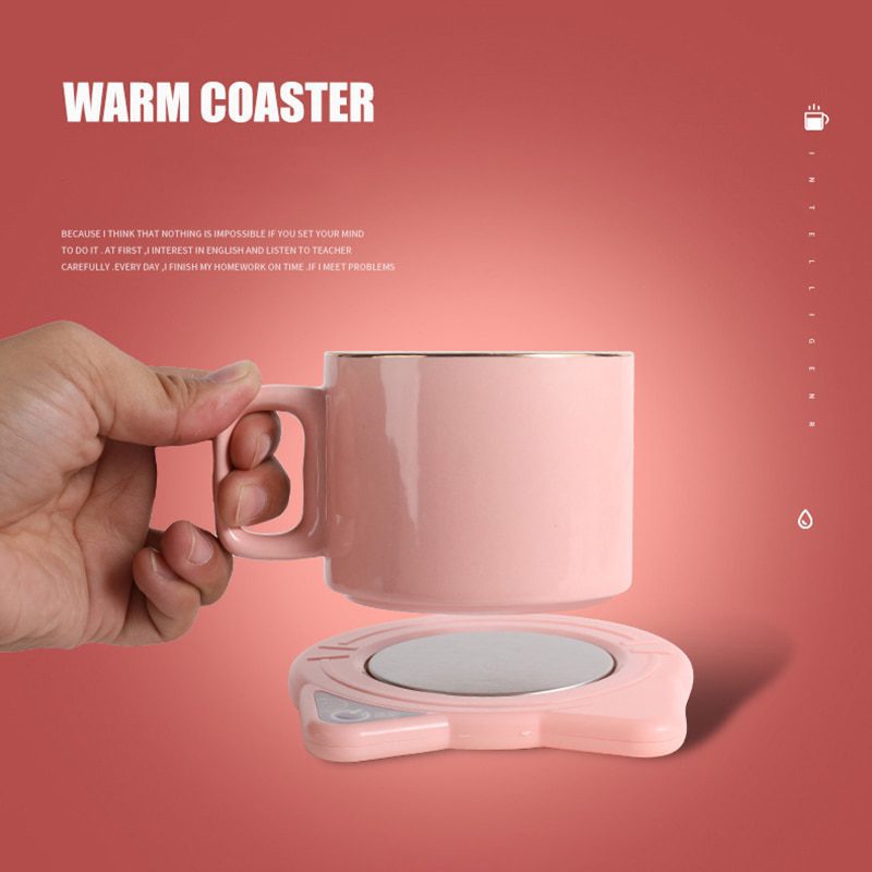 NEW Mug Warmer Mug Cat ear shape Heating Coaster Coffee Cup Warmer Keep Coffee milk Tea 55 ℃ Gifts for Girls