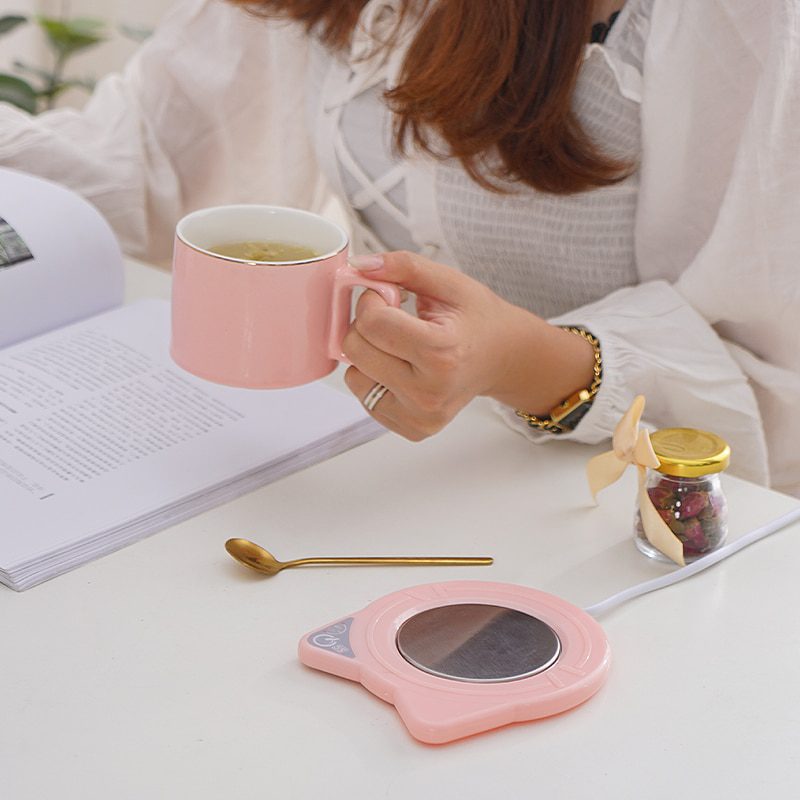 NEW Mug Warmer Mug Cat ear shape Heating Coaster Coffee Cup Warmer Keep Coffee milk Tea 55 ℃ Gifts for Girls