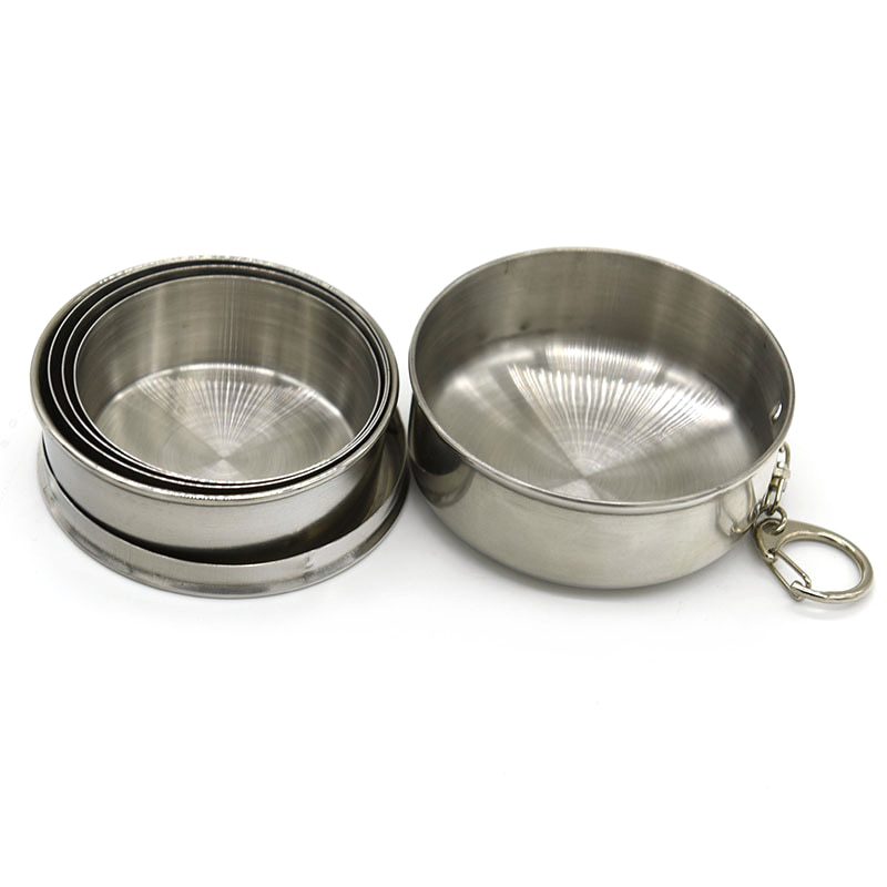 NEW Stainless Steel Folding Cup Portable Outdoor Travel Camping Telescopic Cup with Keychain Water Coffee Handcup