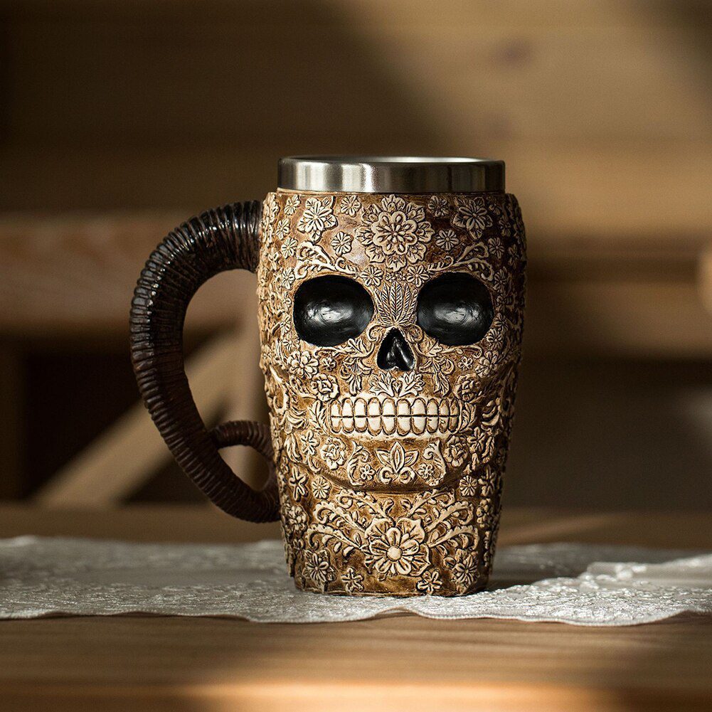 NEW Household Beer Mug Broken-Resistant Halloween 3D Vintage Resin Coffee Tea Cup Retro Drinkware Festival Adults Gifts