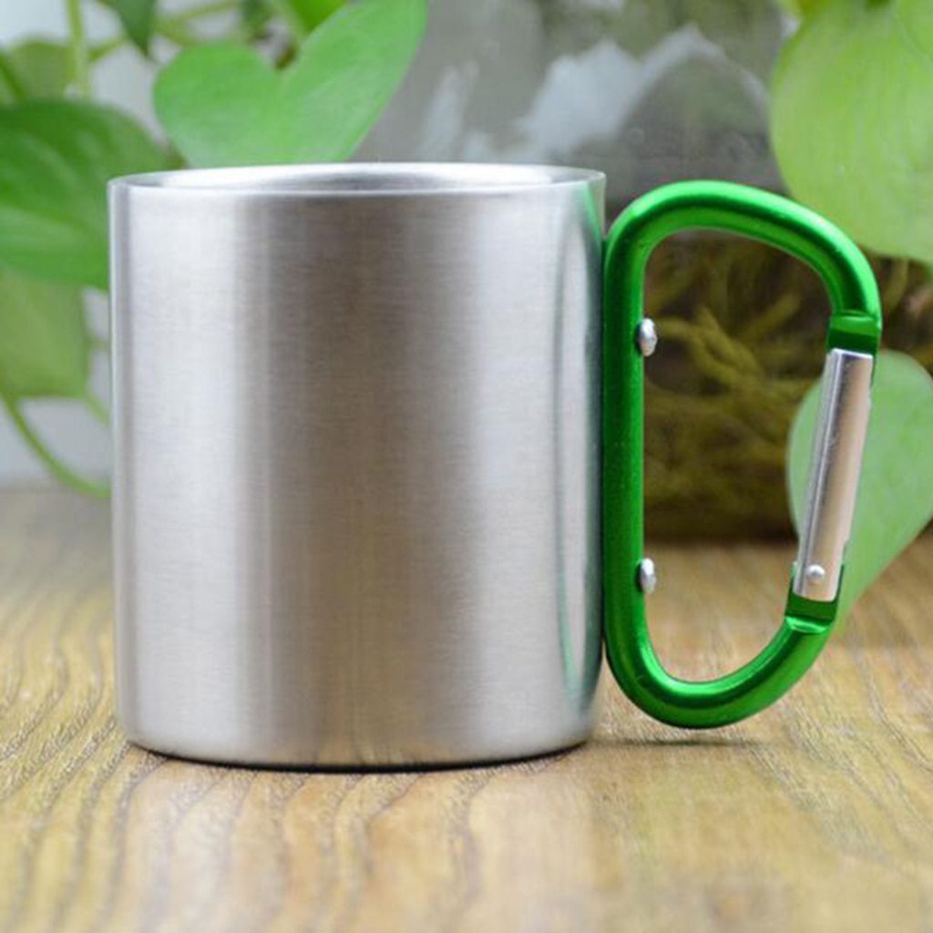 NEW Camping Mug Carabiner Lock Metal Outdoor Backpacking Travel Cups Beer Coffee For Climbing