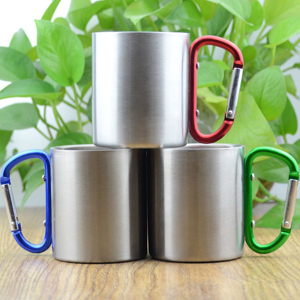 NEW Camping Mug Carabiner Lock Metal Outdoor Backpacking Travel Cups Beer Coffee For Climbing