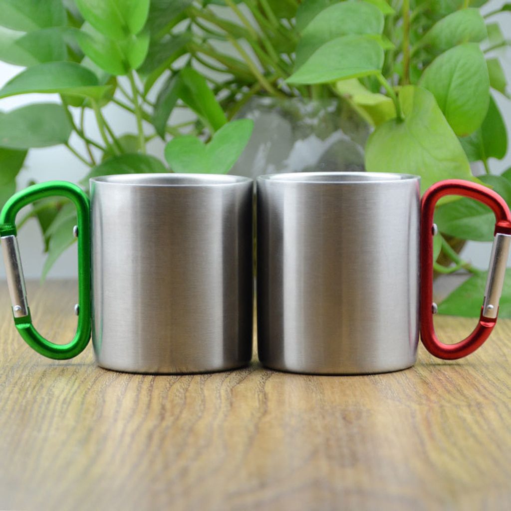 NEW Camping Mug Carabiner Lock Metal Outdoor Backpacking Travel Cups Beer Coffee For Climbing