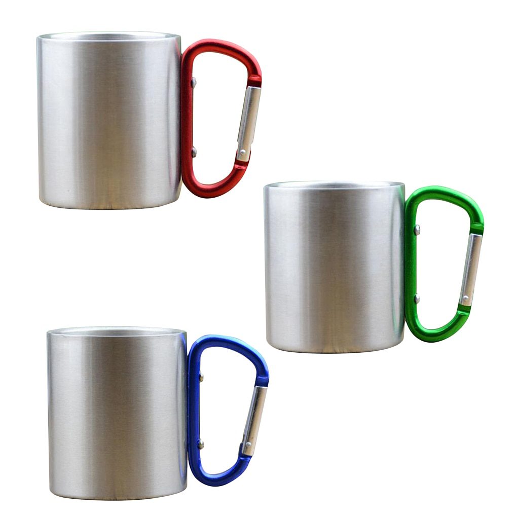 NEW Camping Mug Carabiner Lock Metal Outdoor Backpacking Travel Cups Beer Coffee For Climbing