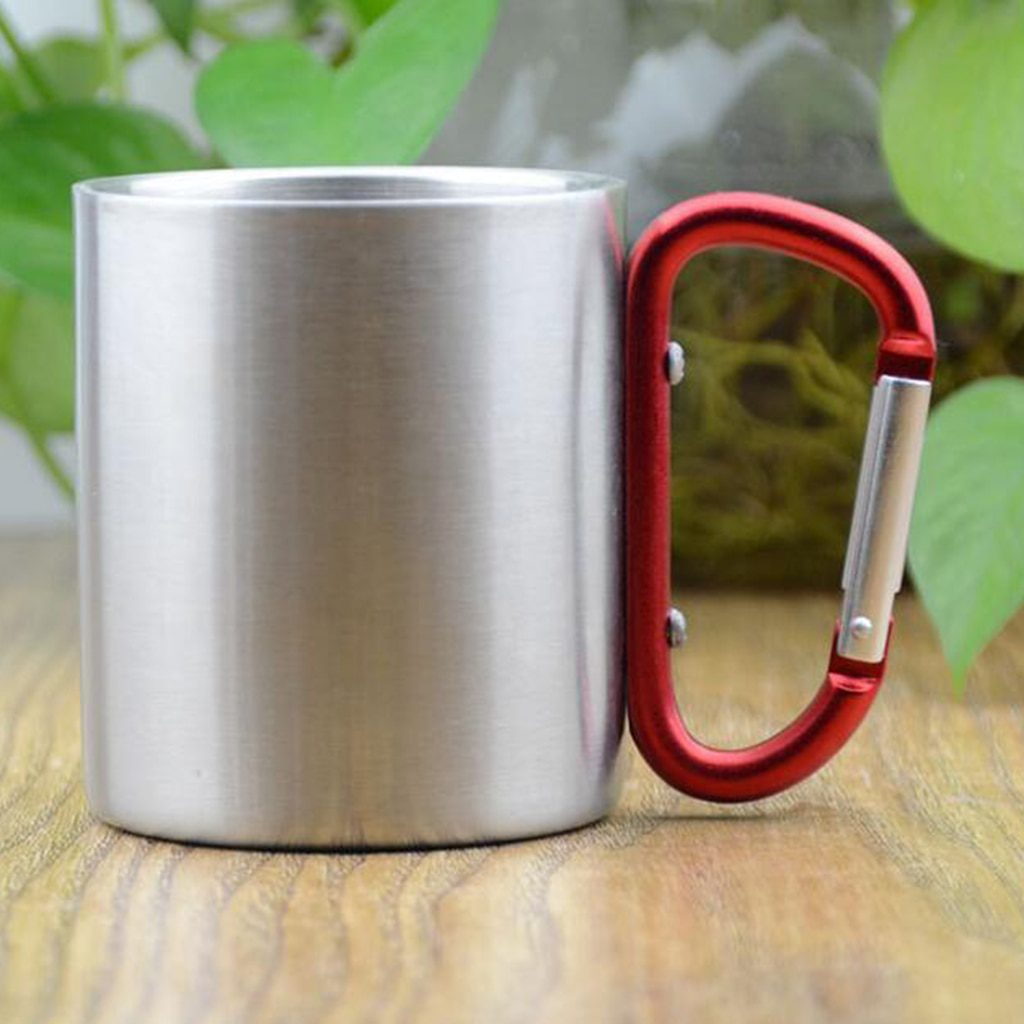 NEW Camping Mug Carabiner Lock Metal Outdoor Backpacking Travel Cups Beer Coffee For Climbing