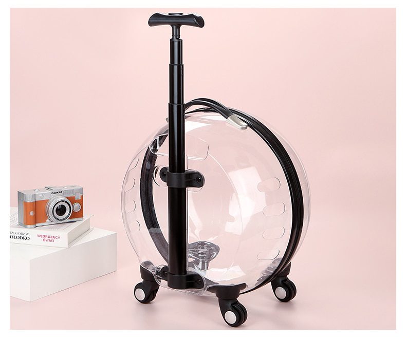 NEW Transparent Capsule Pet Travel Trolley for Puppies Dogs Cat Carriers Bag with Trolley Wheel